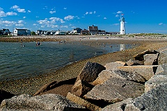 Rocky Beach Behind Scituate Lighthouse in Massachusetts